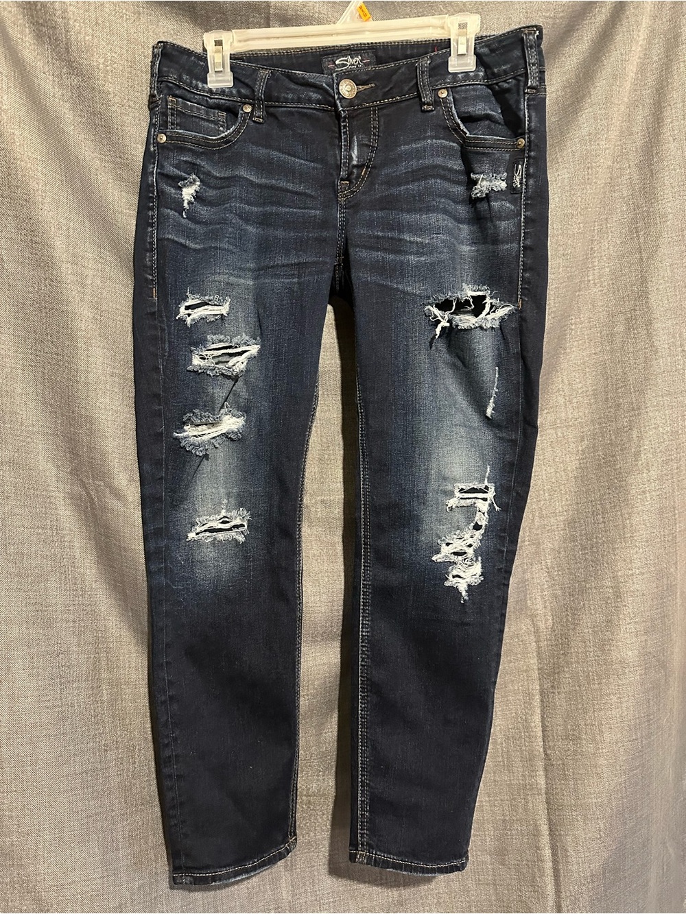Silver Jeans Dark Blue Ripped Skinny Jeans